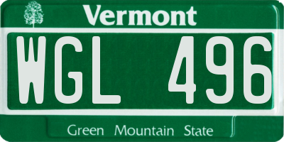 VT license plate WGL496