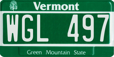 VT license plate WGL497