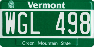 VT license plate WGL498