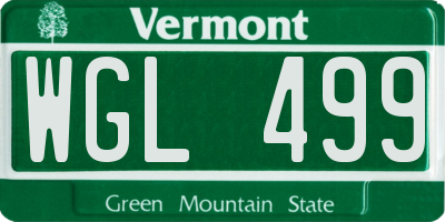 VT license plate WGL499