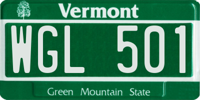 VT license plate WGL501