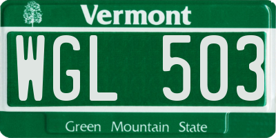 VT license plate WGL503