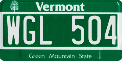 VT license plate WGL504