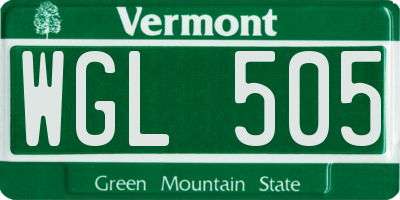 VT license plate WGL505