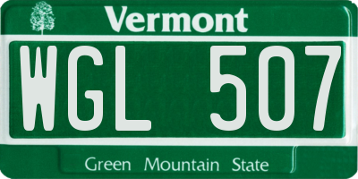 VT license plate WGL507