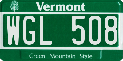 VT license plate WGL508
