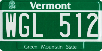 VT license plate WGL512