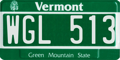 VT license plate WGL513