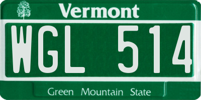 VT license plate WGL514