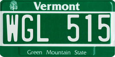 VT license plate WGL515