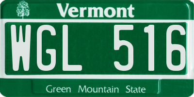 VT license plate WGL516
