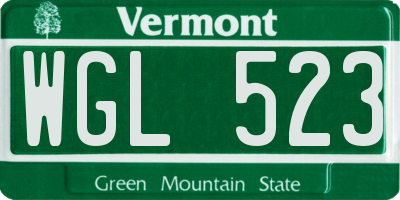 VT license plate WGL523