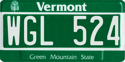 VT license plate WGL524