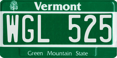 VT license plate WGL525