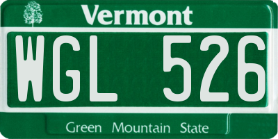 VT license plate WGL526