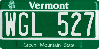 VT license plate WGL527
