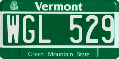 VT license plate WGL529