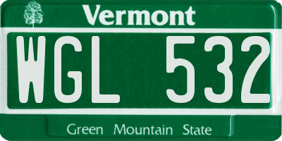 VT license plate WGL532