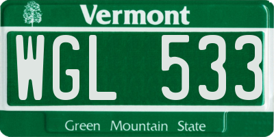 VT license plate WGL533