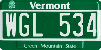 VT license plate WGL534