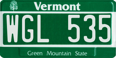VT license plate WGL535