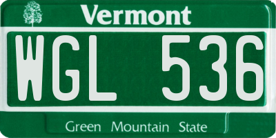VT license plate WGL536