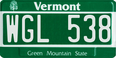 VT license plate WGL538