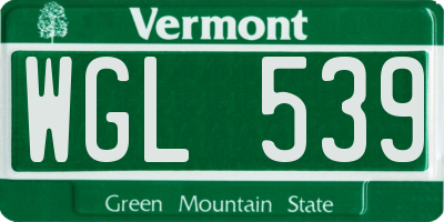 VT license plate WGL539
