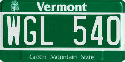 VT license plate WGL540