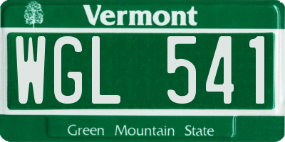 VT license plate WGL541