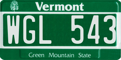VT license plate WGL543