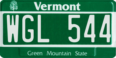 VT license plate WGL544