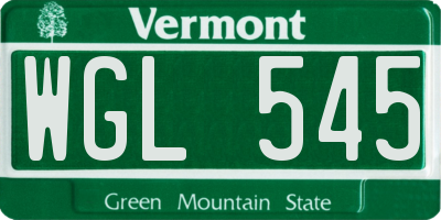 VT license plate WGL545