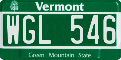 VT license plate WGL546