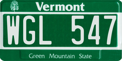 VT license plate WGL547