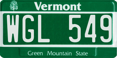 VT license plate WGL549