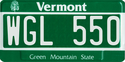VT license plate WGL550