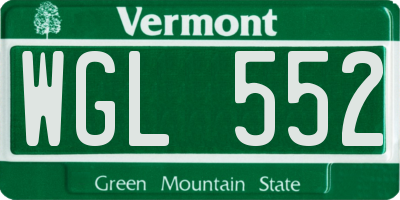 VT license plate WGL552