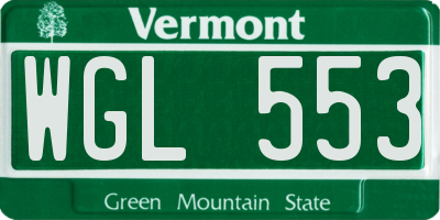 VT license plate WGL553