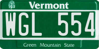 VT license plate WGL554