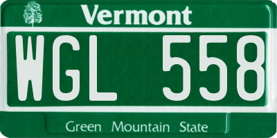 VT license plate WGL558