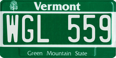 VT license plate WGL559