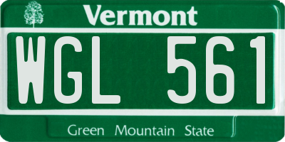 VT license plate WGL561