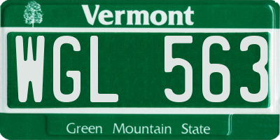 VT license plate WGL563