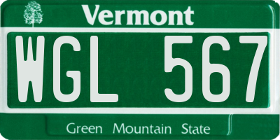 VT license plate WGL567