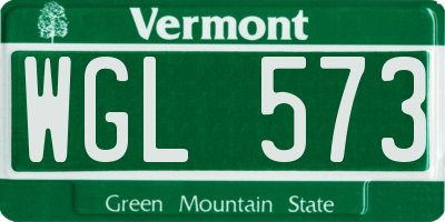 VT license plate WGL573