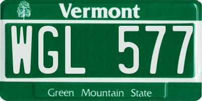 VT license plate WGL577