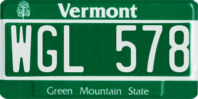 VT license plate WGL578