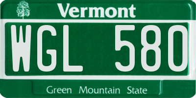 VT license plate WGL580