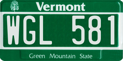 VT license plate WGL581
